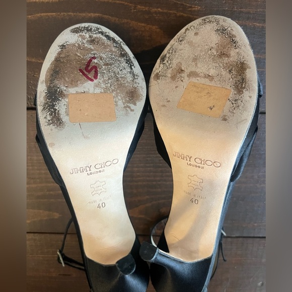 Jimmy Choo Black Dress Satin Strap High Heel Size 40/Size 8.5 - Picture 5 of 8